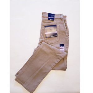 Basic Editions 5 pocket jeans, classic fit, tan, NWT, size 8 Avg